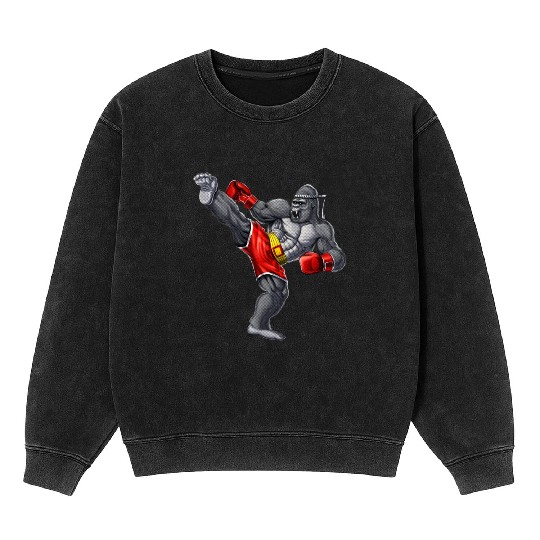 Gorilla Muay Thai Fighter Mineral Wash Sweatshirts
