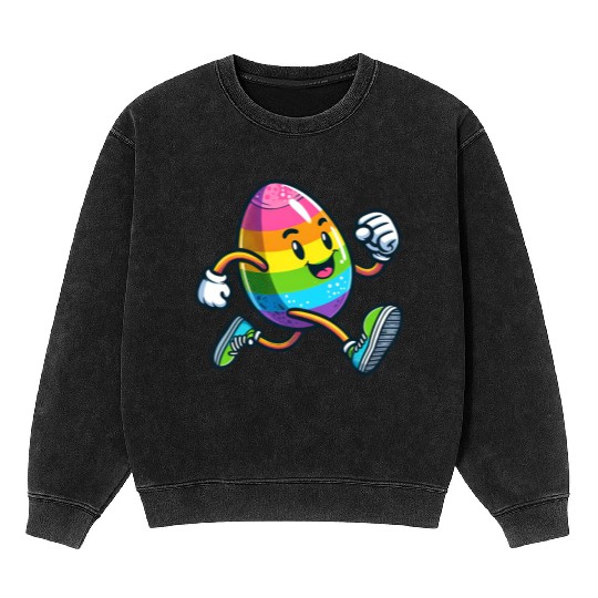 Easter Egg Marathon Jogging Running Fitness Mineral Wash Sweatshirts