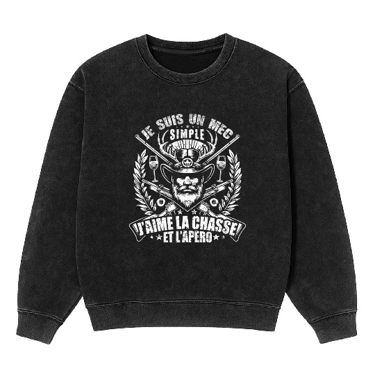 J'aime La Chasse et L'apéro Idée Originale Humour Mineral Wash Sweatshirts
