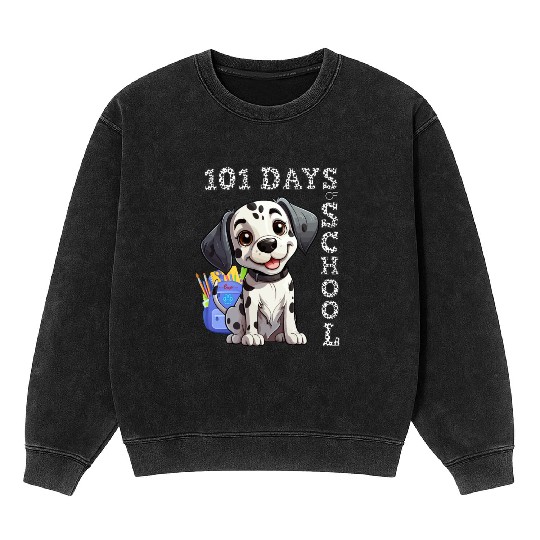 Dabbing Dog's 101 School Days: A Spotty Comedy! Mineral Wash Sweatshirts