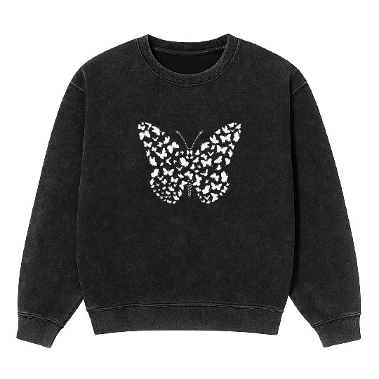 Butterfly Butterflies Insect Silhouette Mineral Wash Sweatshirts
