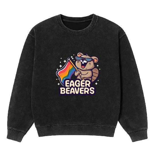 Eager Beavers with Pride LGBT Flag Mineral Wash Sweatshirts