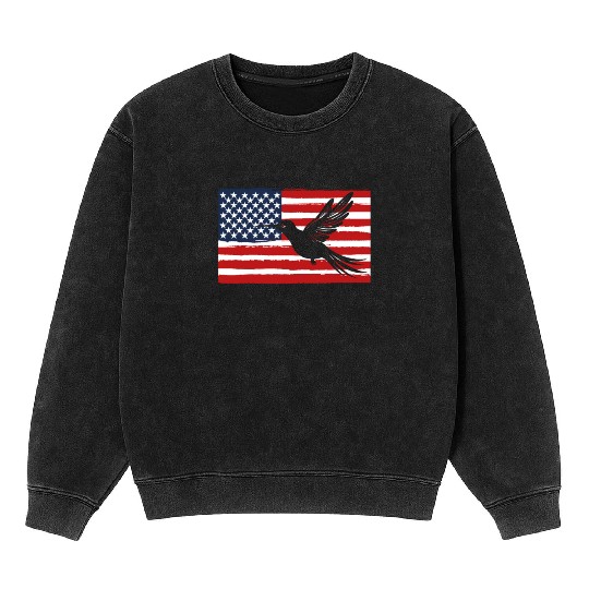 Hummingbird Us Flag Us American Flag Mineral Wash Sweatshirts