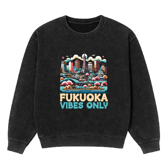 Fukuoka Japan Country Travel Vacation Japanese Mineral Wash Sweatshirts