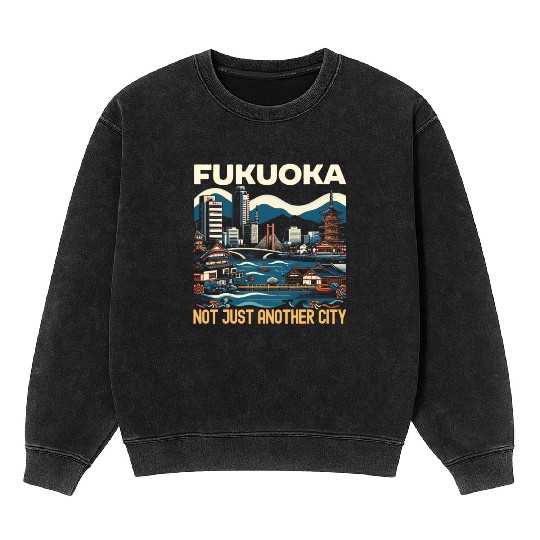 Fukuoka Japan Country Travel Vacation Japanese Mineral Wash Sweatshirts