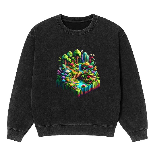 Voxel Enchanted Forest Mineral Wash Sweatshirts