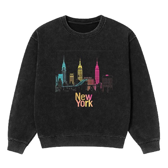 New York City Skyline Mineral Wash Sweatshirts