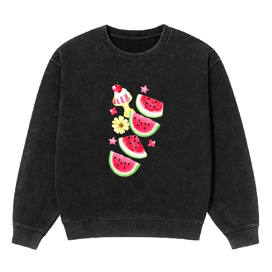 Watermelon Sweet Summer Treat Design Mineral Wash Sweatshirts