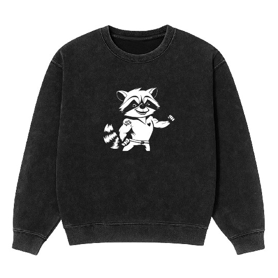 Racoon Biceps Tattoo I Love Dad Mineral Wash Sweatshirts