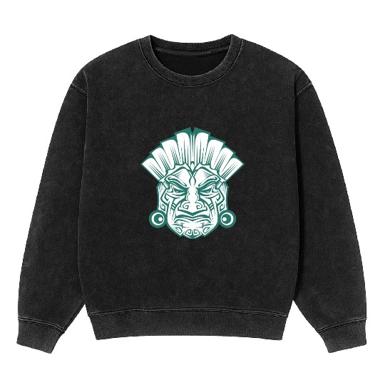 Ancient Mythical Portrait Amerindian Warrior Mineral Wash Sweatshirts