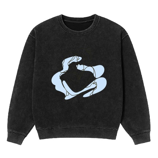 Abstract Line Art Lesbian Couple Mineral Wash Sweatshirts