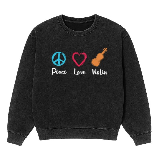 Peace Love Violin Mineral Wash Sweatshirts