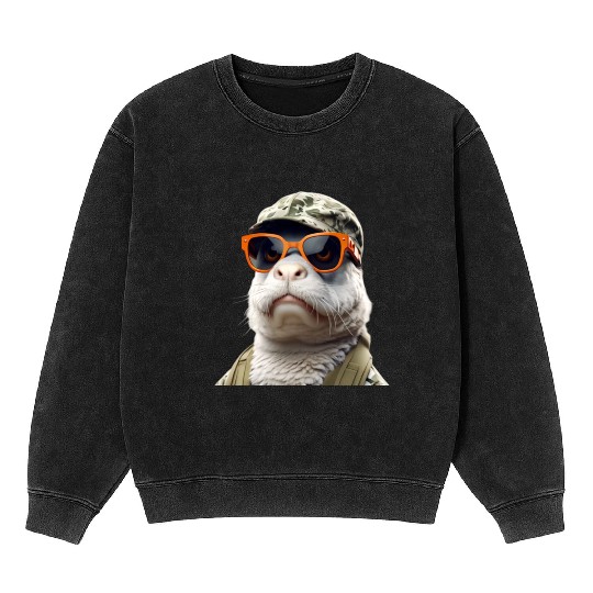 FUNNY Seal Mineral Wash Sweatshirts