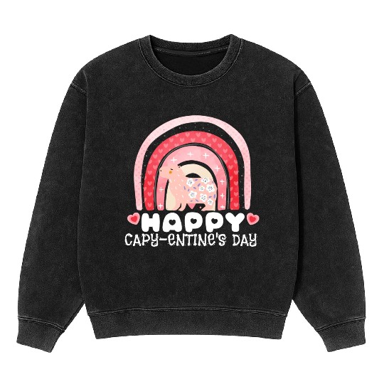 Comfort Colors Capybara Valentines Day Cute Funny Mineral Wash Sweatshirts