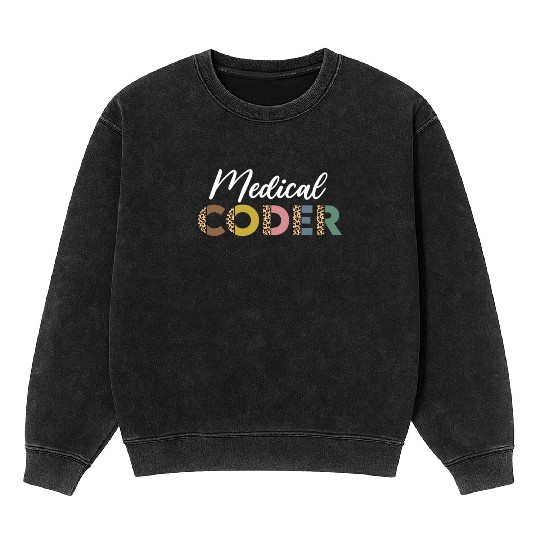 Medical Coder Leopard Pattern Mineral Wash Sweatshirts