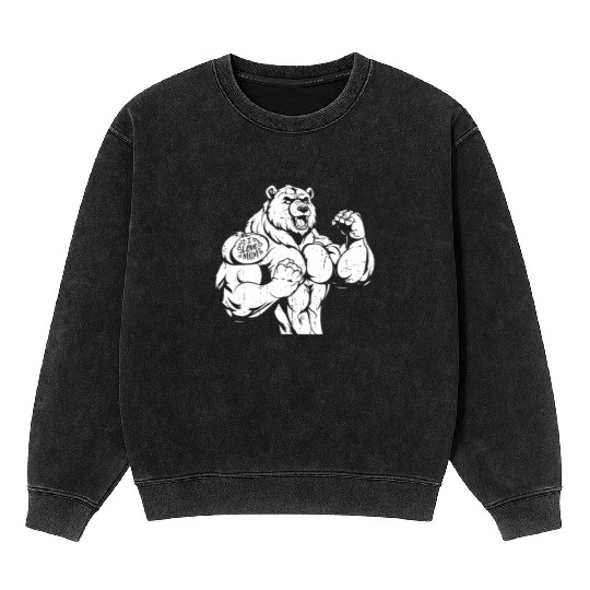 Brown Bear Biceps Tattoo I Love Mom Mineral Wash Sweatshirts