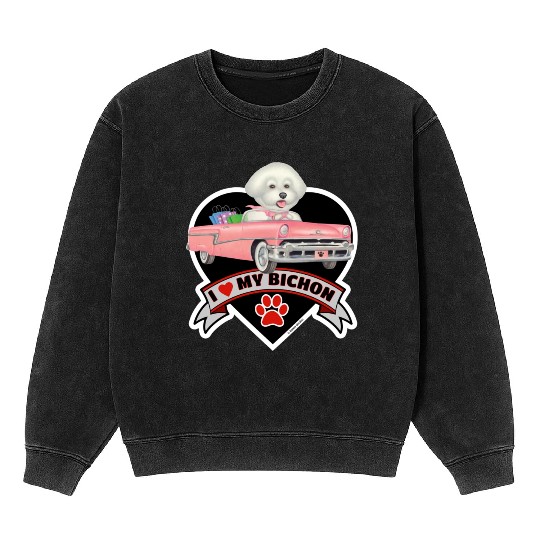 A cute I love my Bichon Frise Dog Mineral Wash Sweatshirts