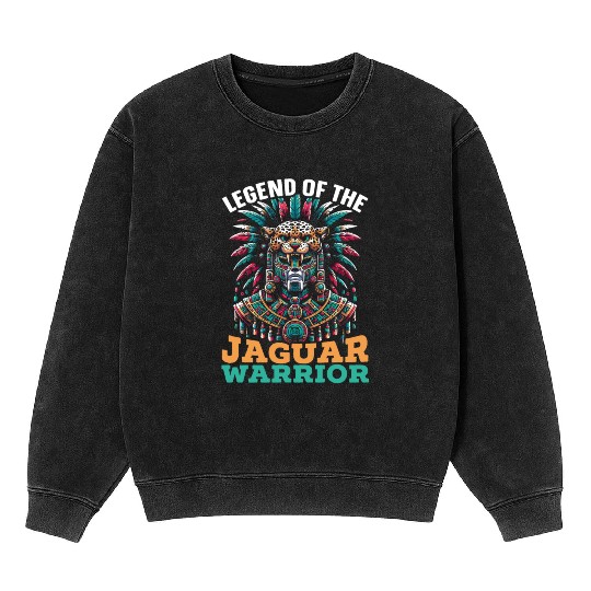 Aztec Jaguar Warrior Aztec Culture Indigenous Mineral Wash Sweatshirts