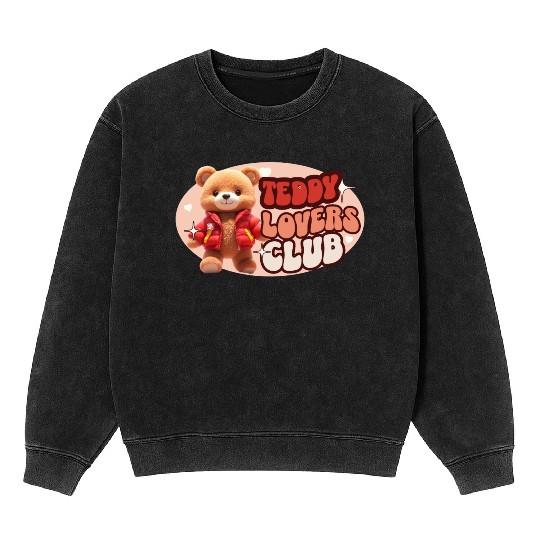 Cute Teddy personified with red jacket Mineral Wash Sweatshirts