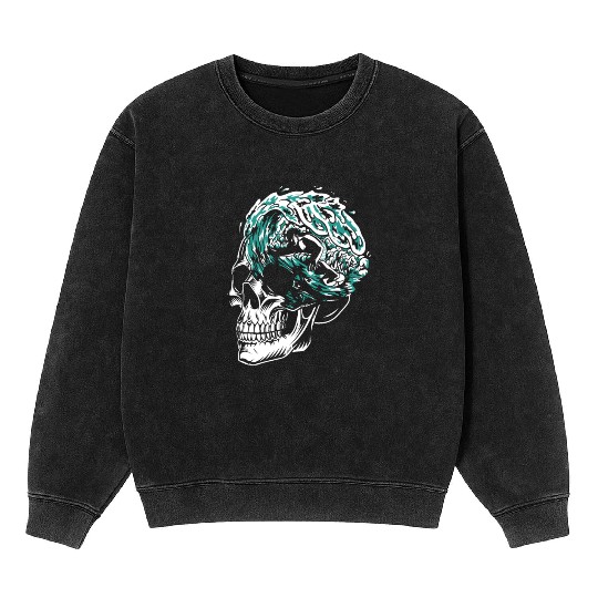 Surfing Surfer Skull Skull Nature Mineral Wash Sweatshirts