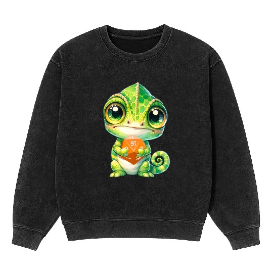Chameleon Holding 20-sided Dice Mineral Wash Sweatshirts