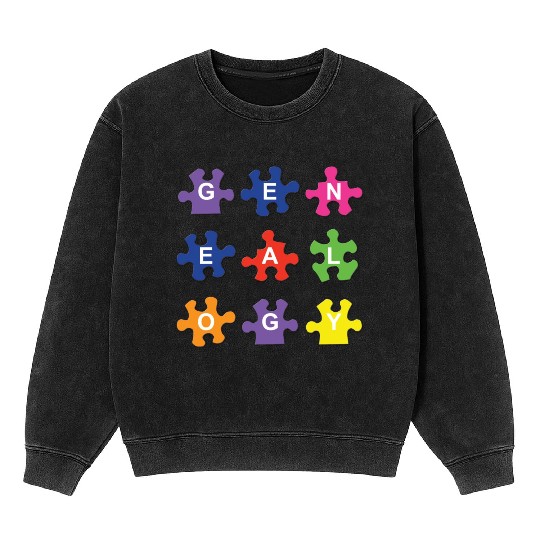 Genealogy Jigsaw Puzzle Pieces Mineral Wash Sweatshirts