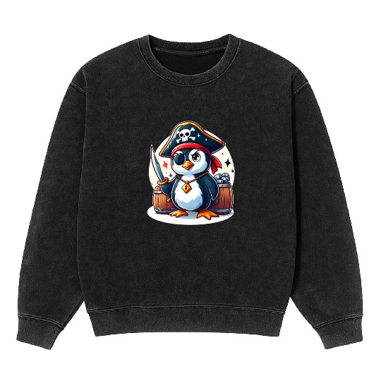 Pirate Penguin Adventure Mineral Wash Sweatshirts