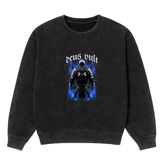 Deus Vult Historical Knight Mineral Wash Sweatshirts