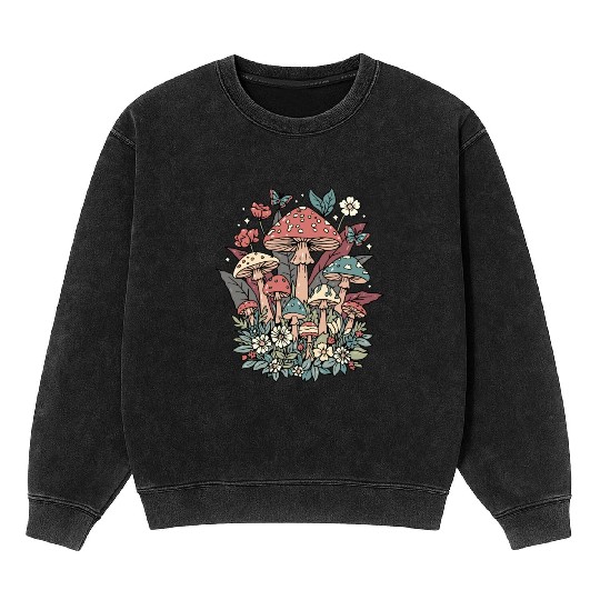 Mushroom Cottagecore Naturecore Mineral Wash Sweatshirts