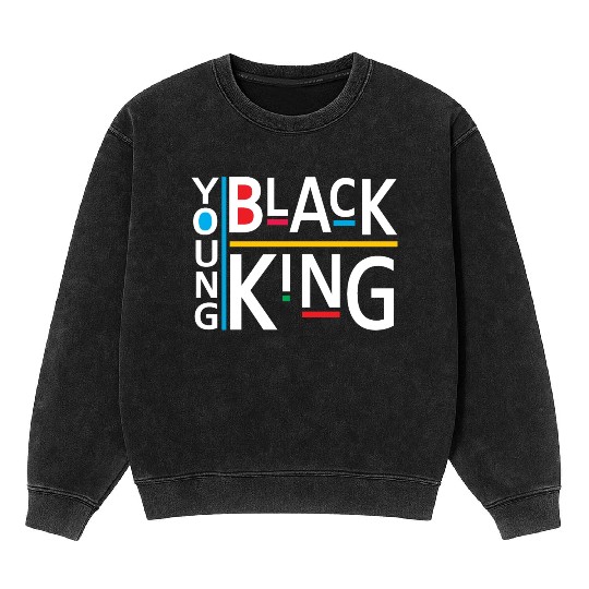 Young Black King African American Mineral Wash Sweatshirts