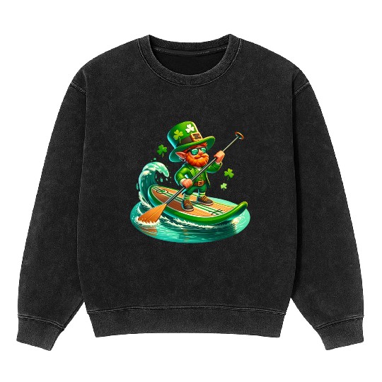 St. Patrick's Day Paddle Boarding Mineral Wash Sweatshirts