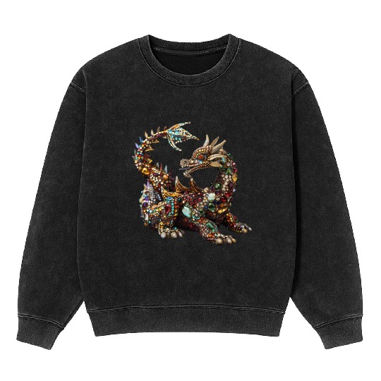 Emerald Majesty: The Jeweled Dragon Mineral Wash Sweatshirts