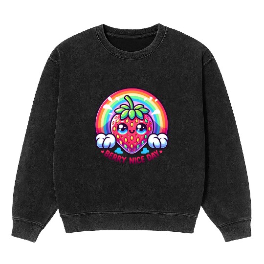 Cute Strawberry, Strawberry Lover, Rainbow Berry Mineral Wash Sweatshirts
