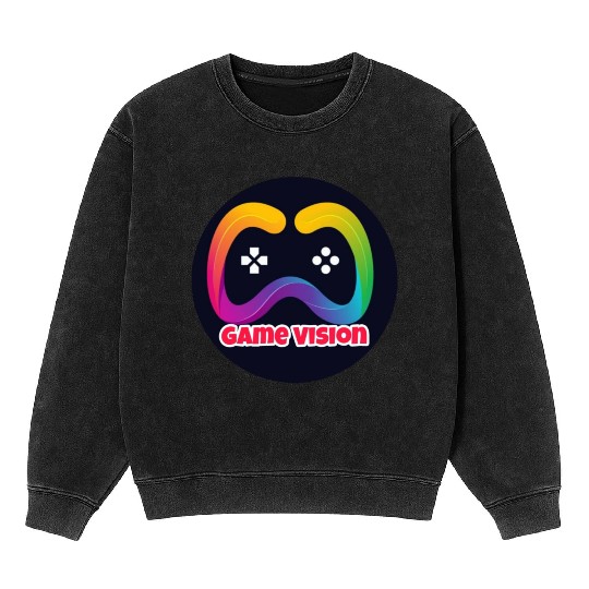Game Vision Official YouTube Channel Logo Mineral Wash Sweatshirts
