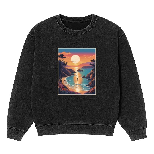 Natural Beach View Mineral Wash Sweatshirts