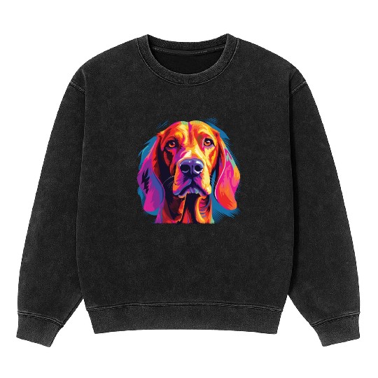 Watercolor Colorful Redbone Coonhound Mineral Wash Sweatshirts