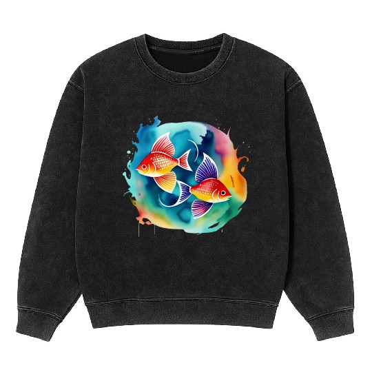 Color splash zodiac: Pisces Mineral Wash Sweatshirts