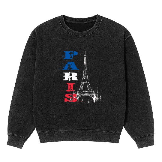 Eiffel Tower Grunge Silhouette Mineral Wash Sweatshirts
