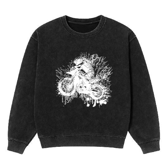 Racing Motorcycle Off-road Ride Splash Style Mineral Wash Sweatshirts