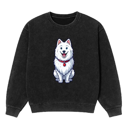 Happy Grinning Samoyed Mineral Wash Sweatshirts