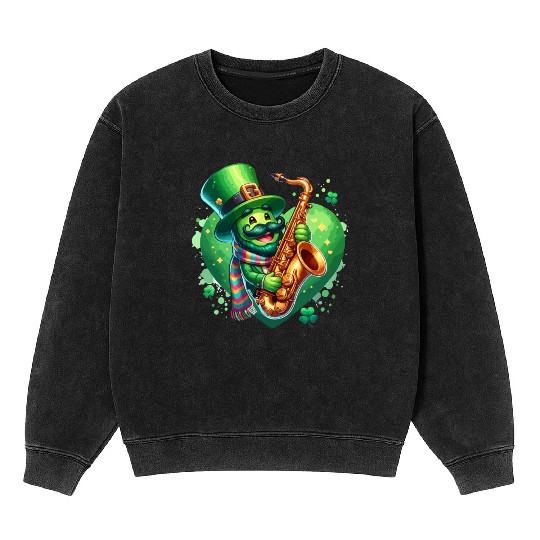 saint patricks day heart jazz music Mineral Wash Sweatshirts