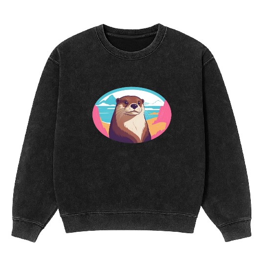 Synthwave Otter 2 Mineral Wash Sweatshirts