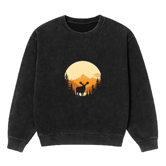 "Mountain Majesty Moose Sunset" Mineral Wash Sweatshirts
