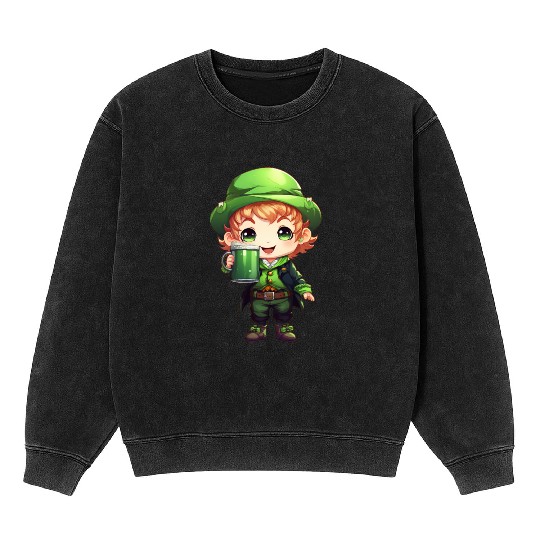 Green Beer on St Patricks Day Mineral Wash Sweatshirts