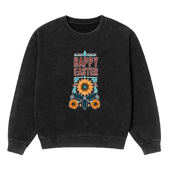 Happy Easter - Native American Design Mineral Wash Sweatshirts