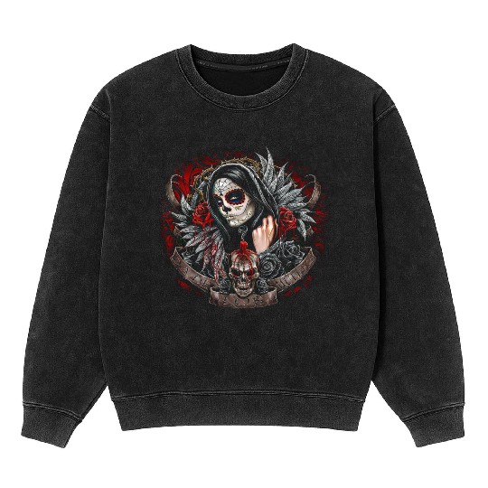 Dia de Los Muertos Sugar Skull Design Mineral Wash Sweatshirts