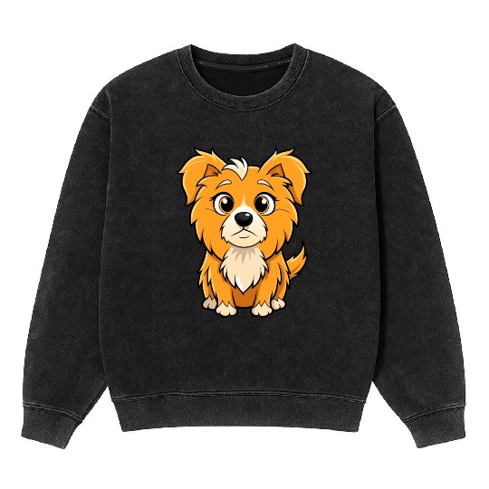 Curious Tibetan Spaniel Digital Art Mineral Wash Sweatshirts