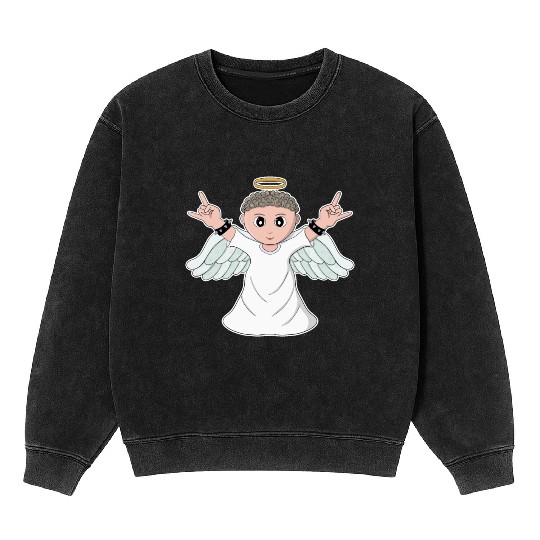 Heavy Music Loving Angel Mineral Wash Sweatshirts