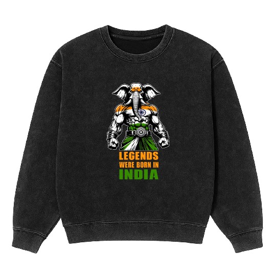 India elephant legends design Mineral Wash Sweatshirts