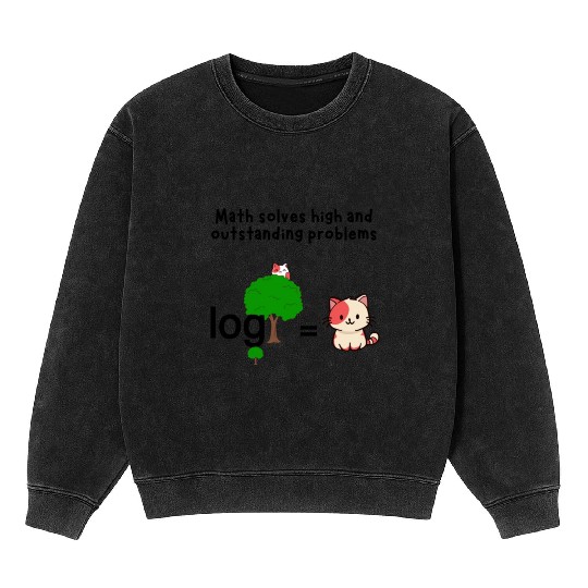 Math Humor: Logarithm Cat Pun Design Mineral Wash Sweatshirts